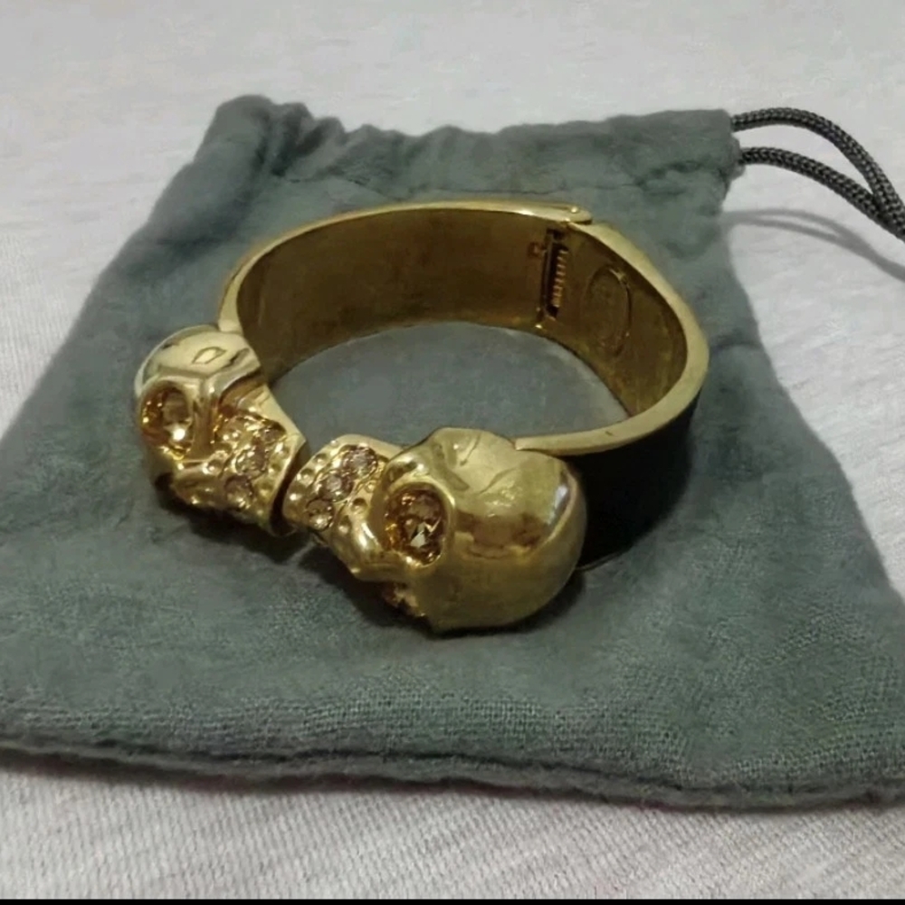 Alexander McQueen Gold Skull Bracelet